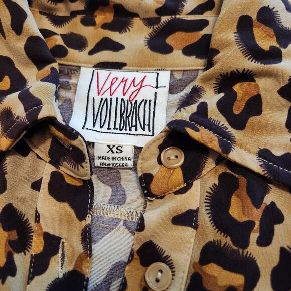 Tan/Browns Very Vollbrach SS Leopard Print Shirt Dress XS - Picture 12 of 15